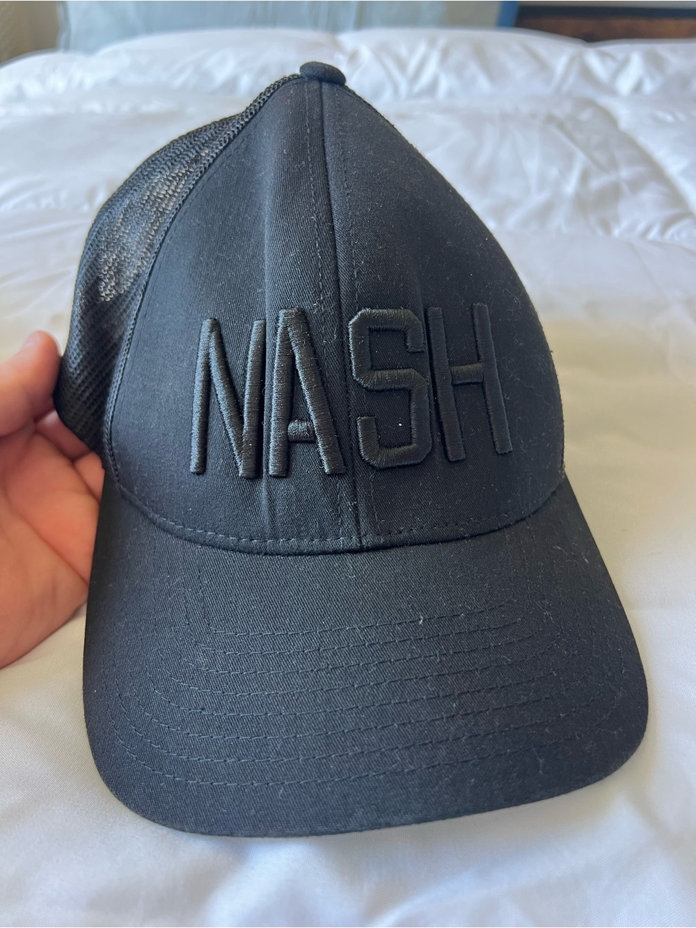 Ash Black 'NASH' Embroidered Trucker Hat